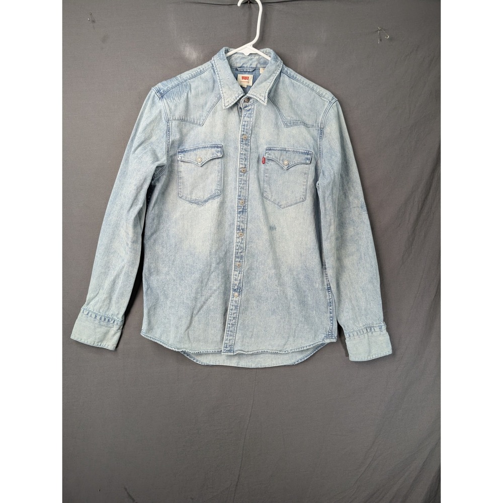 Levis Mens Barstow Western Denim Shirt 65816-0170 Light Wash Blue Snap Button M